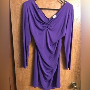 ARMANI COLLEZIONI Royal Purple Dress Sexy & Stretchy Ruched Front & Sz 16
